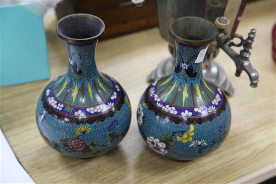 A pair of Chinese cloisonne vases